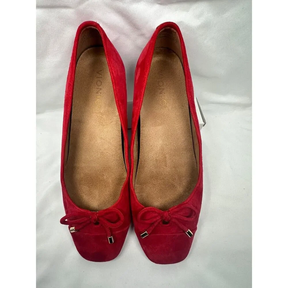 Vionic Klara Women's Size 9 M Casual Red Suede Flats Shoes With Bow - Picture 4 of 9